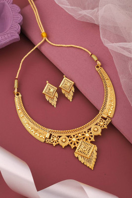 Riventha Brass Gold-plated Gold Jewellery Set(Pack of 1)