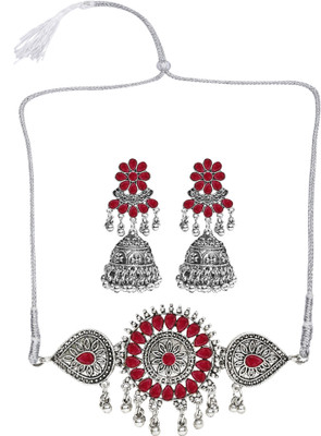 Opus Gems Alloy Maroon, Silver Jewellery Set(Pack of 1)