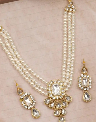 Ananya Fashion Alloy Silver White Jewellery Set(Pack of 2)