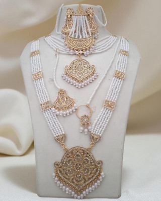 Palkin Fashion Alloy Gold-plated White Jewellery Set(Pack of 1)