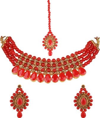 UWISH Alloy Gold-plated Red Jewellery Set(Pack of 1)