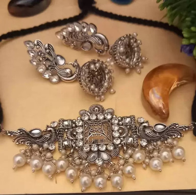 Samridhi DC Oxidised Silver, Alloy Silver Jewellery Set(Pack of 3)