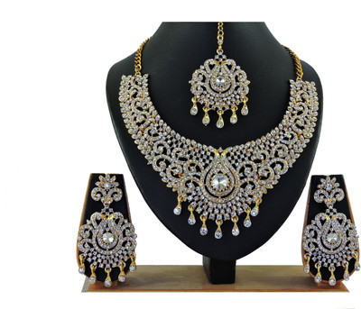 KAHAR CREATION Alloy Gold-plated White Jewellery Set(Pack of 1)