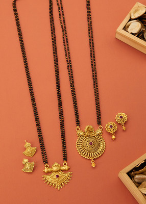 EthnicEmbrace Alloy Gold-plated Gold Jewellery Set(Pack of 4)