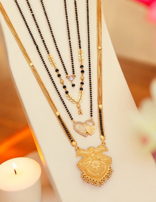 EthnicEmbrace Alloy Gold-plated Gold, Black Jewellery Set(Pack of 4)