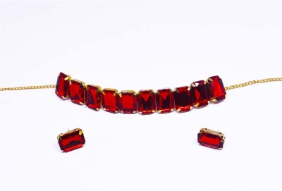 lookat Metal, Stone, Crystal Maroon Jewellery Set(Pack of 1)