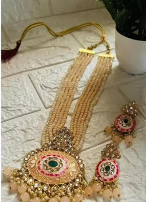 SatnamCreation Alloy Gold-plated Pink Jewellery Set(Pack of 1)