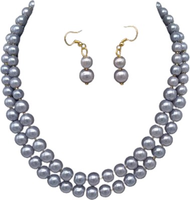 Zooni Collections Mother of Pearl Grey, Gold Jewellery Set(Pack of 1)