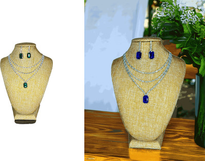 Paaru Alloy Sterling Silver Green, Blue Jewellery Set(Pack of 2)