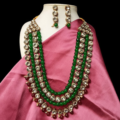 JN Handicraft Alloy Copper Maroon, Green Jewellery Set(Pack of 1)