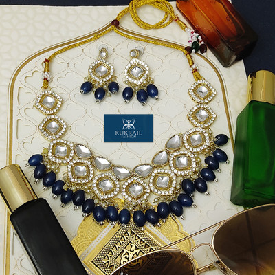 TEGH CREATION Brass Blue Jewellery Set(Pack of 3)