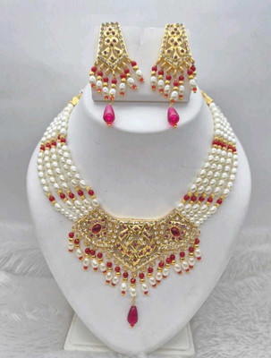 Mk Jewellery Alloy Red, Gold Jewellery Set(Pack of 1)