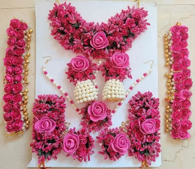 VIP Fashions Brass Gold-plated Pink Jewellery Set(Pack of 1)