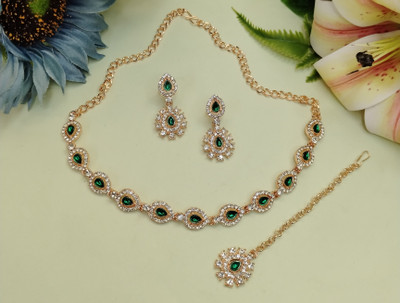 VATSALYA creation Alloy Gold-plated Green Jewellery Set(Pack of 1)