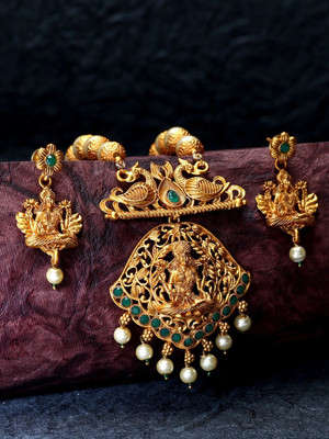 BHANA CREATIONS Alloy Gold-plated Green Jewellery Set(Pack of 1)