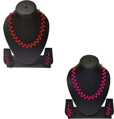 UTTARAI Alloy Gold-plated Pink, Red Jewellery Set(Pack of 1)