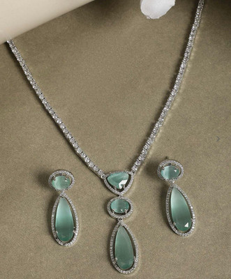 AKENTRPRISE Brass Silver Turquoise Jewellery Set(Pack of 1)