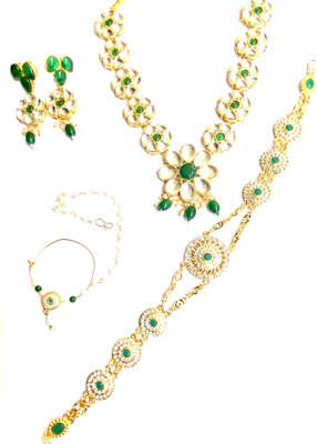 NIKYANKA Alloy Gold-plated Green Jewellery Set(Pack of 1)