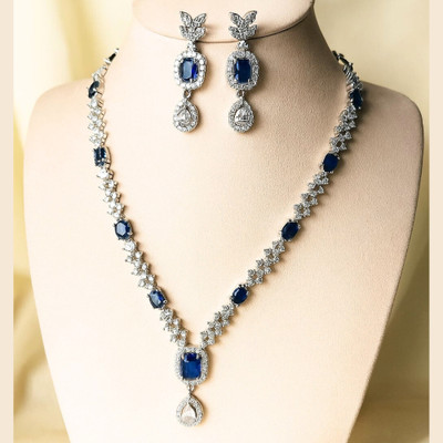 Amoha Lifestyle Alloy Silver Silver, Blue Jewellery Set(Pack of 1)