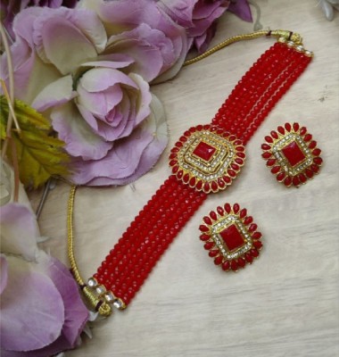 AMHRIK IMITATION Brass Brass Red Jewellery Set(Pack of 1)