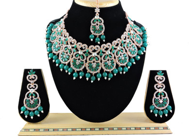 VATSALYA creation Alloy Gold-plated Green Jewellery Set(Pack of 1)