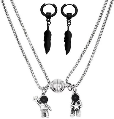 ZUKHRUF Stainless Steel Silver, Black Silver Silver, Black Jewellery Set(Pack of 3)
