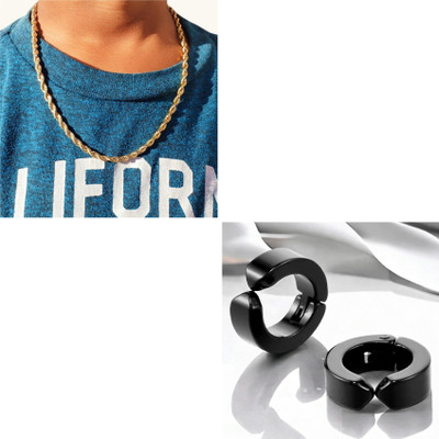 MAATRCHAAYA Stainless Steel Gold-plated, Titanium Gold, Black Jewellery Set(Pack of 2)