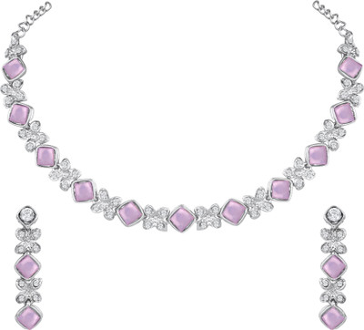Atasi International Alloy Rhodium Silver, Purple Jewellery Set(Pack of 1)