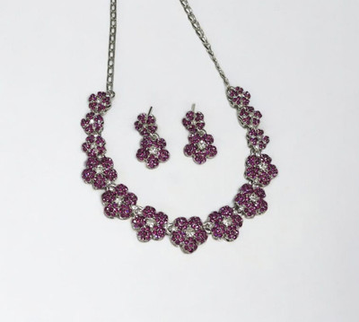 R A Enterprises Alloy Rhodium Pink Jewellery Set(Pack of 3)