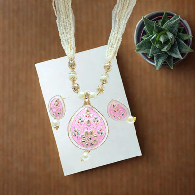 ZMS Alloy Gold-plated Pink, White Jewellery Set(Pack of 1)