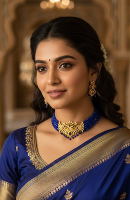 radhagovindart Brass Gold-plated Blue, Gold Jewellery Set(Pack of 1)