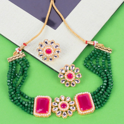 ANOUK Brass Gold-plated Green Jewellery Set(Pack of 1)