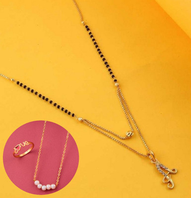 Vraj india Brass, Alloy Gold-plated Gold, Black Jewellery Set(Pack of 1)