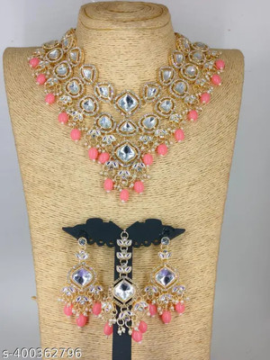 LatestArt Alloy Pink Jewellery Set(Pack of 3)