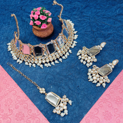 VATSALYA creation Alloy Gold-plated White Jewellery Set(Pack of 3)