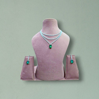 V.V. Sons Alloy Sterling Silver Green Jewellery Set(Pack of 1)