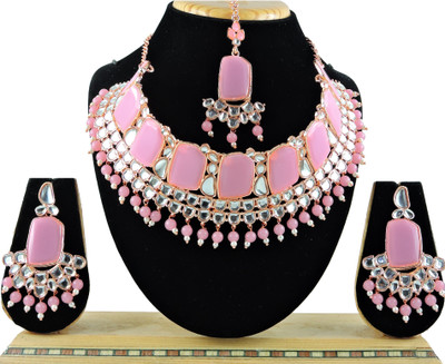 VATSALYA creation Alloy Gold-plated Pink Jewellery Set(Pack of 3)