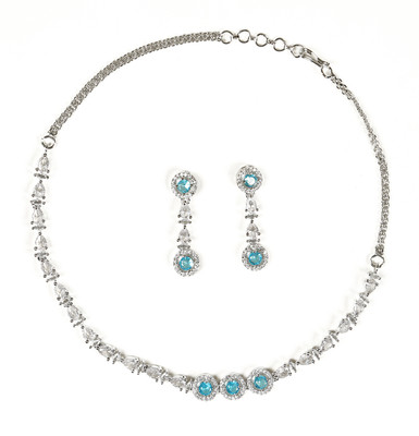 Tarak Traders Brass Rhodium Turquoise Jewellery Set(Pack of 1)