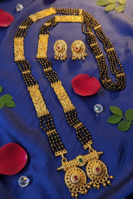 Jvell Collection Brass Gold-plated Gold, Multicolor, Pink, Green Jewellery Set(Pack of 1)