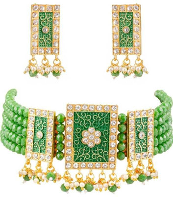 RAHUL TRADERS Alloy Gold-plated Green Jewellery Set(Pack of 1)