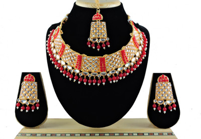 VATSALYA creation Alloy Gold-plated Red Jewellery Set(Pack of 1)