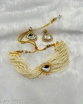 nitya fashion Alloy Gold-plated White Jewellery Set(Pack of 1)