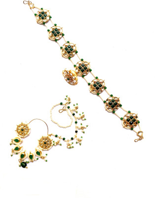 NIKYANKA Alloy Gold-plated Green Jewellery Set(Pack of 1)