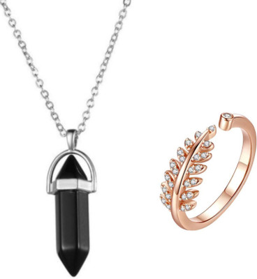 Vedansh Stainless Steel Sterling Silver, Gold-plated, Copper Black, Rose Gold, Silver Jewellery Set(Pack of 2)