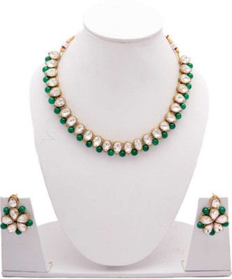 Nivaan Brass Gold-plated White, Green Jewellery Set(Pack of 1)