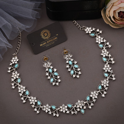 brado jewellery Brass, Stone, Crystal, Stainless Steel Gold-plated Silver, Blue, White Jewellery Set(Pack of 1)