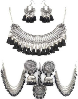 ZUKHRUF Oxidised Silver Silver, Black Jewellery Set(Pack of 2)