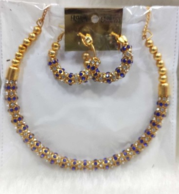 RAHUL TRADERS Alloy Gold-plated Blue, Gold Jewellery Set(Pack of 1)