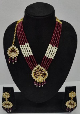 KHWAIHISH Alloy Gold-plated Maroon Jewellery Set(Pack of 1)