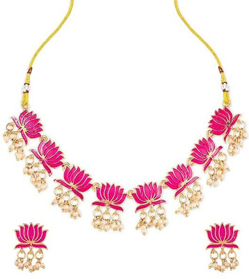KALKA TRADERS Metal Gold-plated Pink Jewellery Set(Pack of 1)